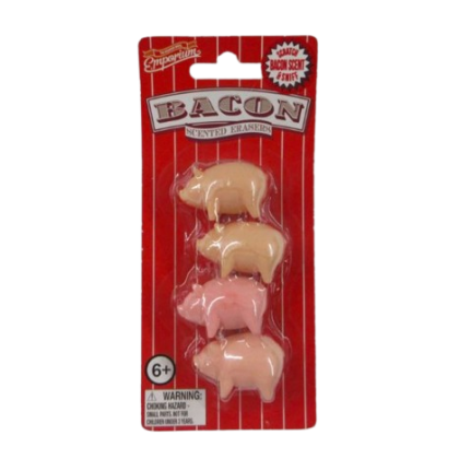 bacon scented pig erasers